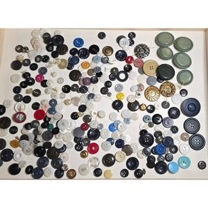 Vintage Button Lot Mixed Materials Art Deco Plastic Metal Coat Sewing 7.8 oz